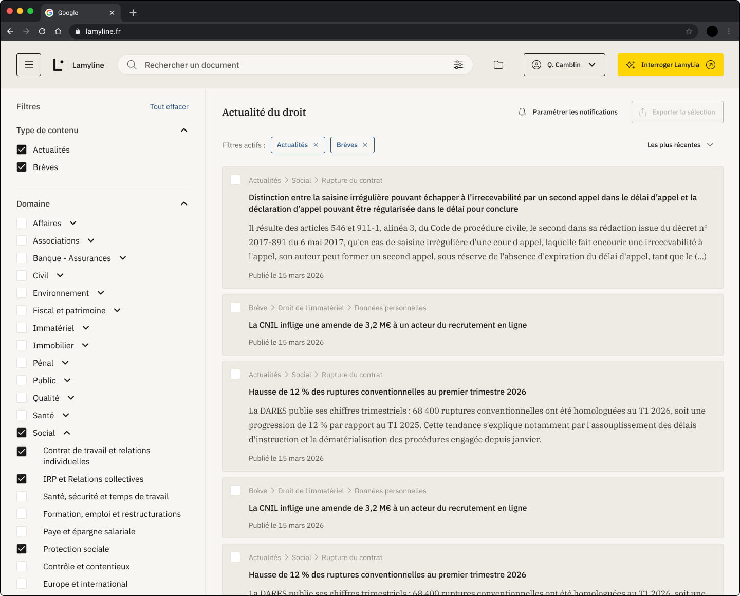 Mockup page Actualités Lamyline
